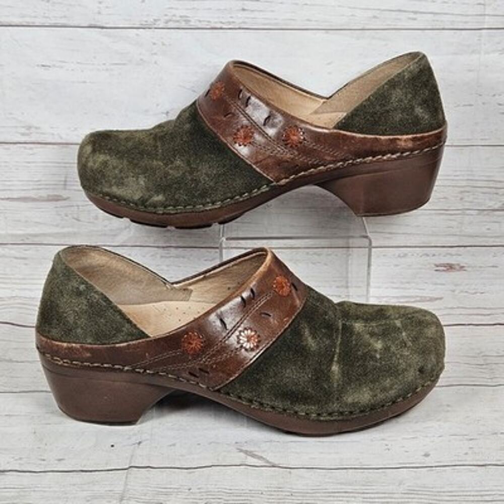 Dansko Clogs Women's Olive Green Brown Suede Leather Slip-On Mule 40 (US 9.5-10)